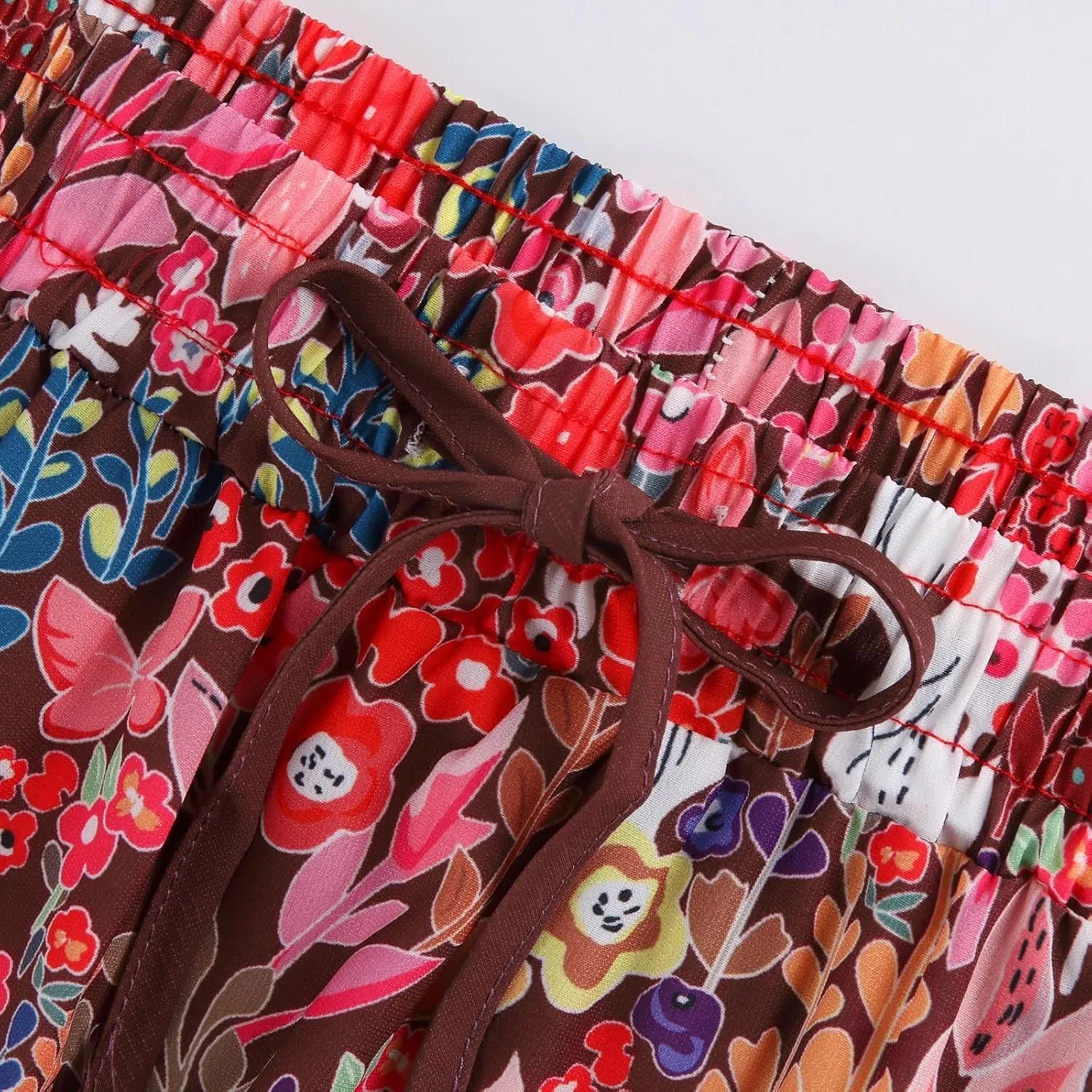 Boho Maxi Skirts for Women Summer Tiered Elastic Casual Skirt Smocked A Line Skirts Work Long Skirt Y2K with Pockets