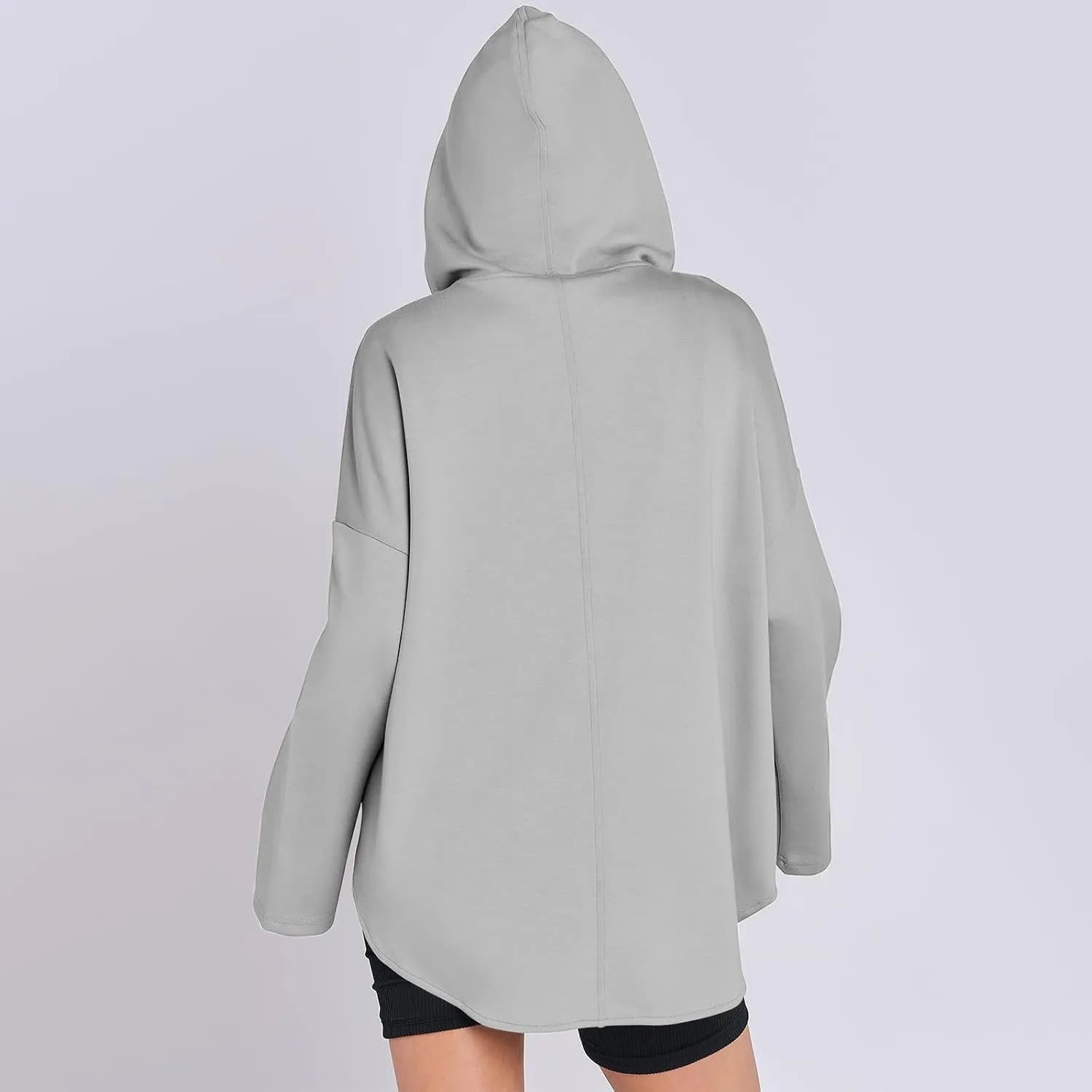 Borniu Women's Half Zip Oversized Sweatshirt Long Sleeve Crewneck Hoodies Fall Pullover Tops 2024 Trendy Preppy Clothes