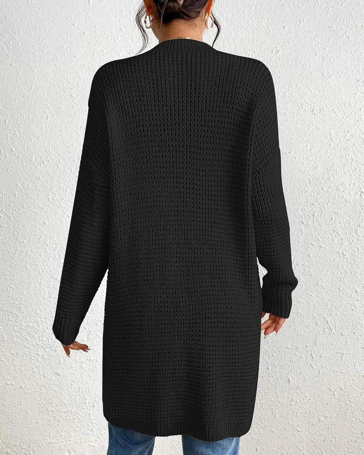 Bsubseach Cardigan Sweaters for Women Fall Outfits Open Front Crochet Sweater with Pocket