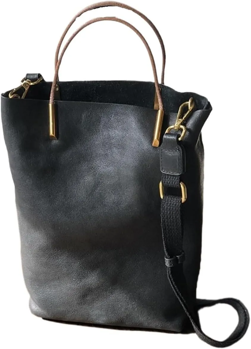 Bucket Genuine Leather Women Bag Retro Nature Soft Cowhide Handbag Versatile Designer Bags