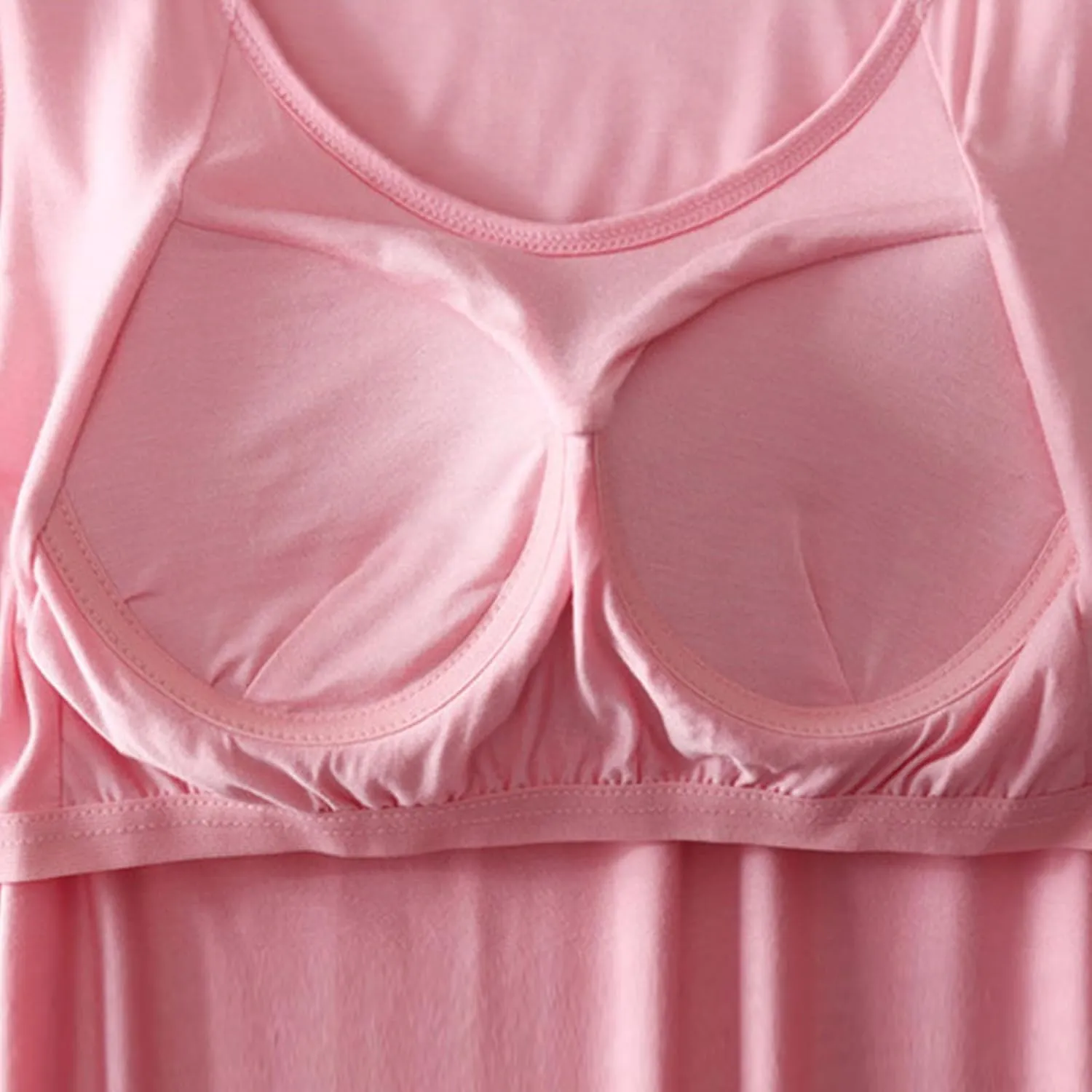 Built in Bra Nightgowns for Women Soft Modal Sleepwear Plus Size Short Sleeve Nightdress Loose Pajamas Nightshirts