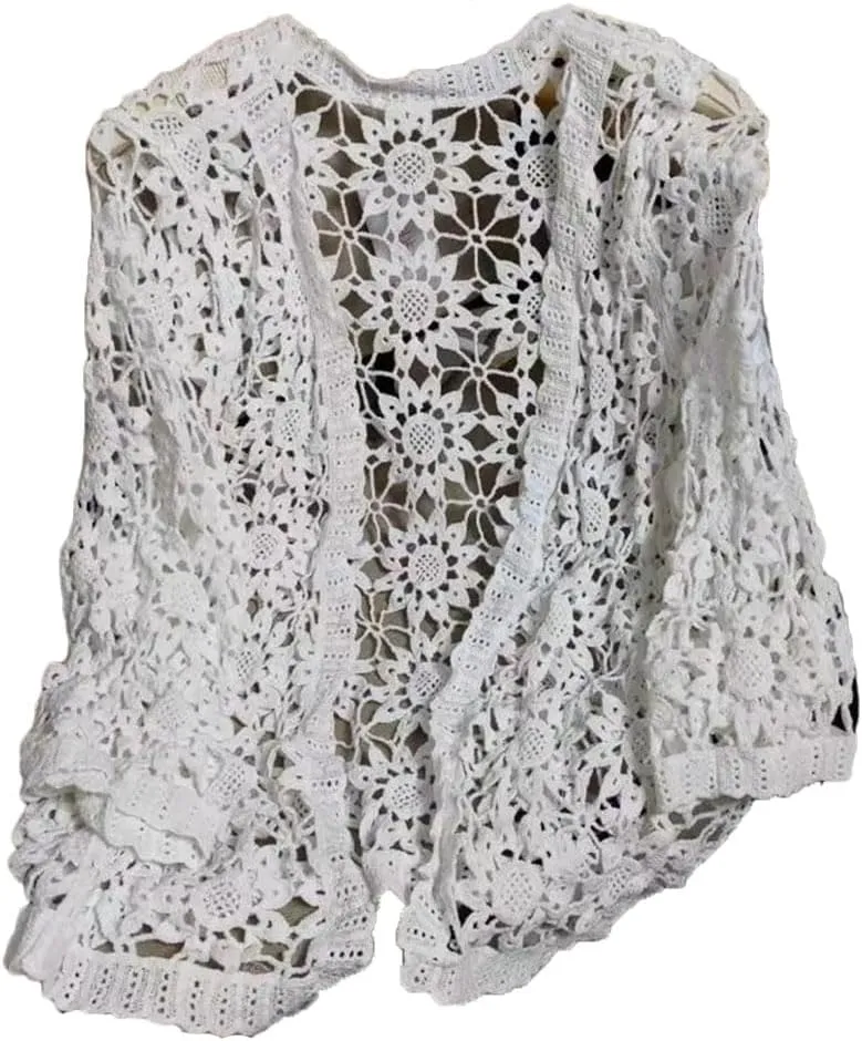 Camisole Cardigan With Straps, Air-Conditioned Shirt, Loose Fitting, Versatile Retro Hollow Cardigan