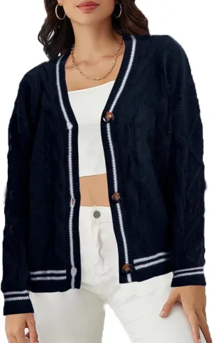 Cardigan Sweaters for Women Oversized Cardigans Knit Cardigan Sweater Outerwear Button Down V Neck Long Sleeve Knitwear