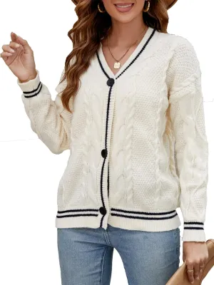 Cardigan Sweaters for Women Oversized Cardigans Knit Cardigan Sweater Outerwear Button Down V Neck Long Sleeve Knitwear