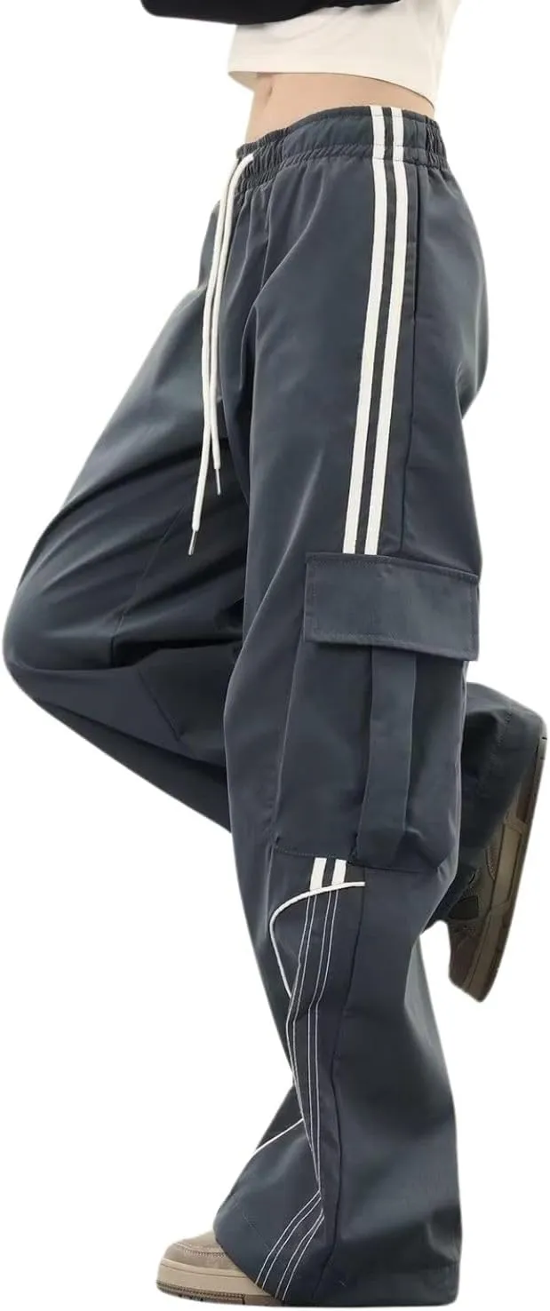 Cargo Sweatpants for Men Women High Waisted Straight Leg Baggy Sweatpants Hip Hop Track Pants Casual Trousers