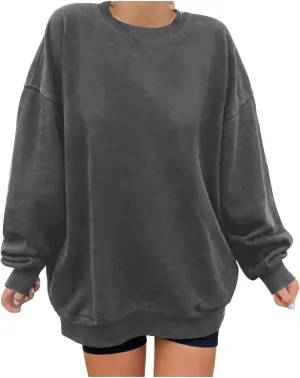 Ceboyel Women Crewneck Sweatshirt Trendy Oversized Pullover Sweater Long Sleeve Shirts Y2k Fashion Clothing 2023