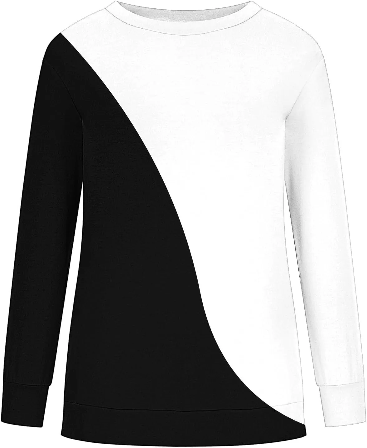 Ceboyel Women Crewneck Sweatshirts 2023 Color Block Pullover Long Sleeve Shirts Loose Fit Fall Fashion Clothing