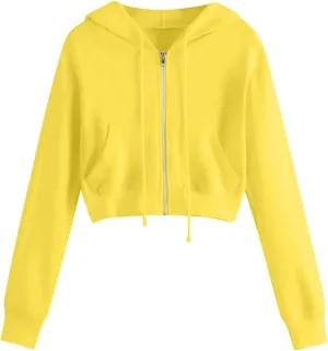 Ceboyel Zip Up Hoodies for Women Cropped Long Sleeve Sweatshirts Jackets Trendy Y2k Crop Tops Teen Girls Clothes 2023
