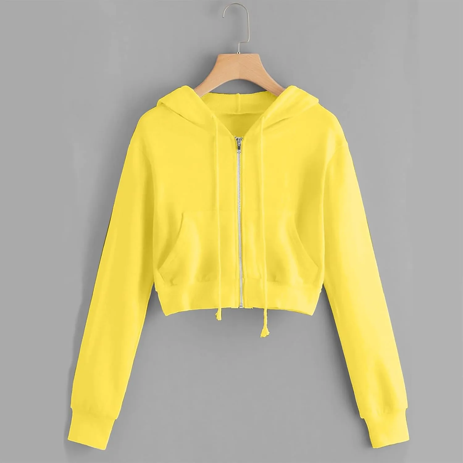 Ceboyel Zip Up Hoodies for Women Cropped Long Sleeve Sweatshirts Jackets Trendy Y2k Crop Tops Teen Girls Clothes 2023
