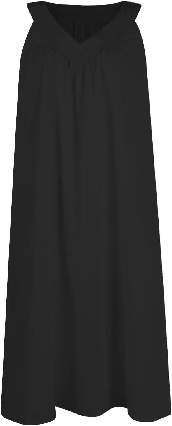 Chemise Nightgowns for Women Lightweight Sleeveless V Neck Sleep Shirts Summer Soft Comfy Loose Fit Sleep Dress