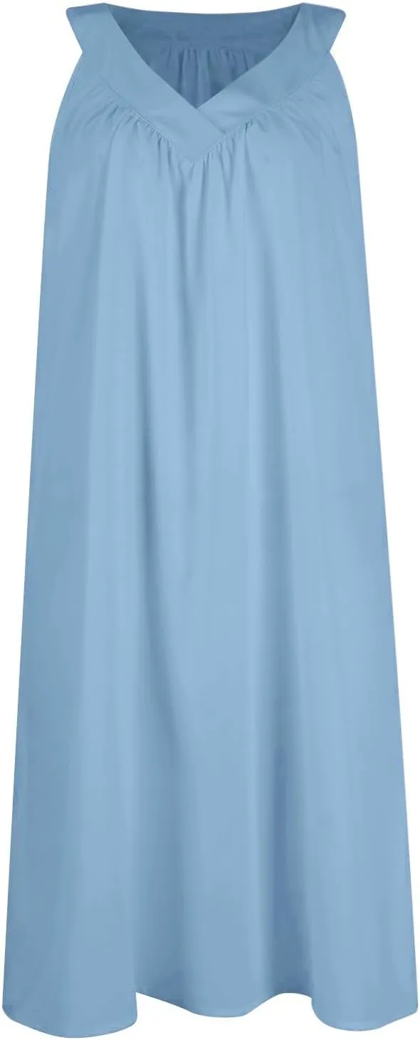 Chemise Nightgowns for Women Lightweight Sleeveless V Neck Sleep Shirts Summer Soft Comfy Loose Fit Sleep Dress