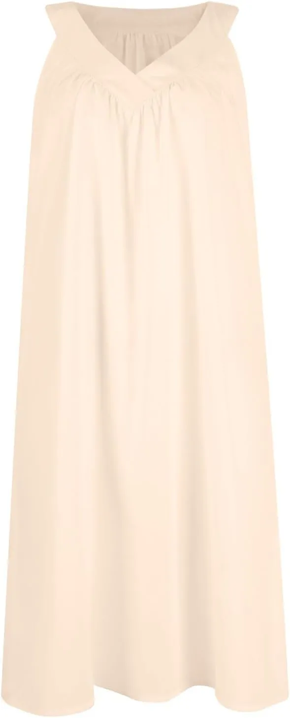 Chemise Nightgowns for Women Lightweight Sleeveless V Neck Sleep Shirts Summer Soft Comfy Loose Fit Sleep Dress