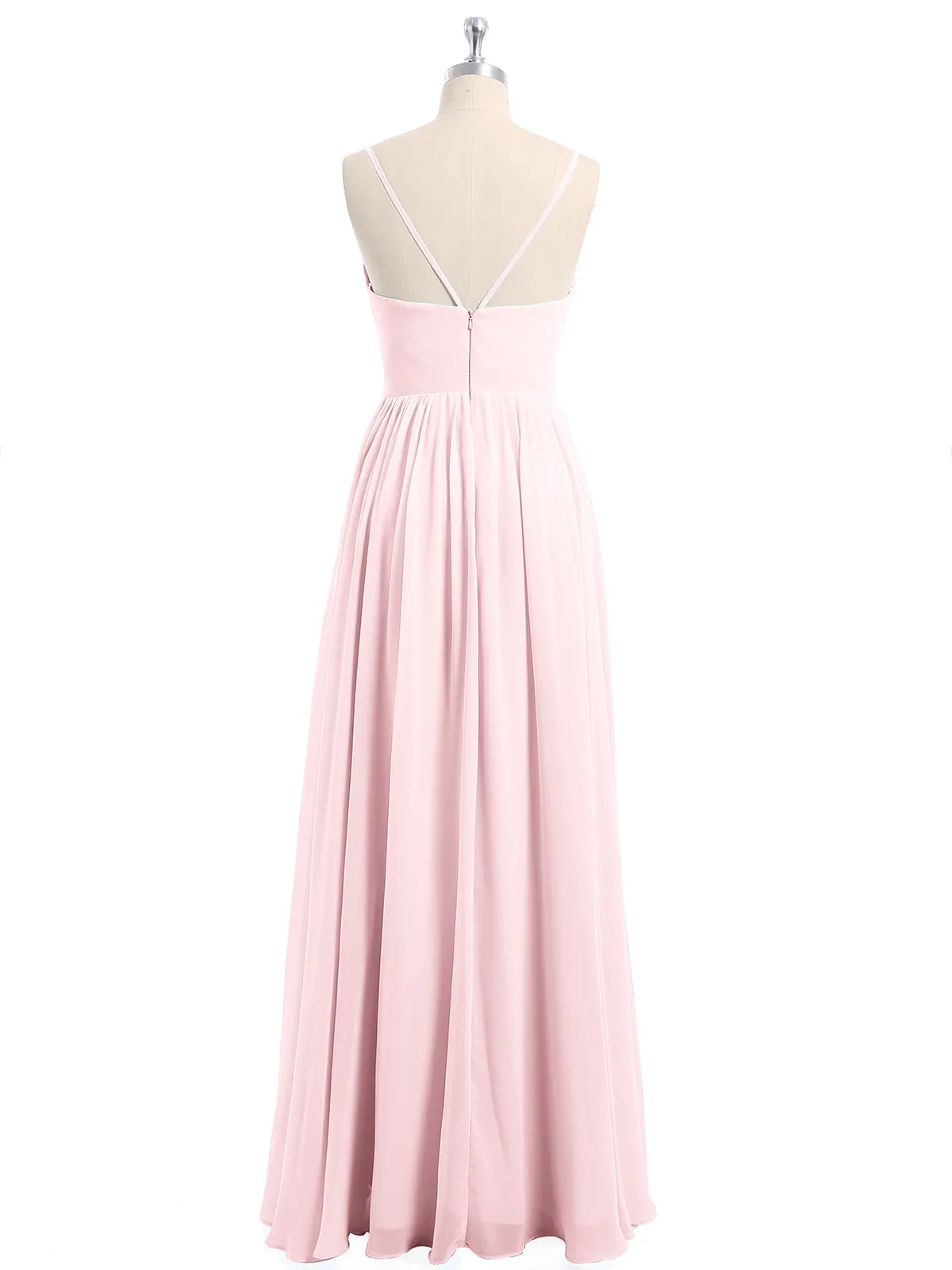 Chiffon Bridesmaid Dresses with Spaghetti Straps-Blushing Pink