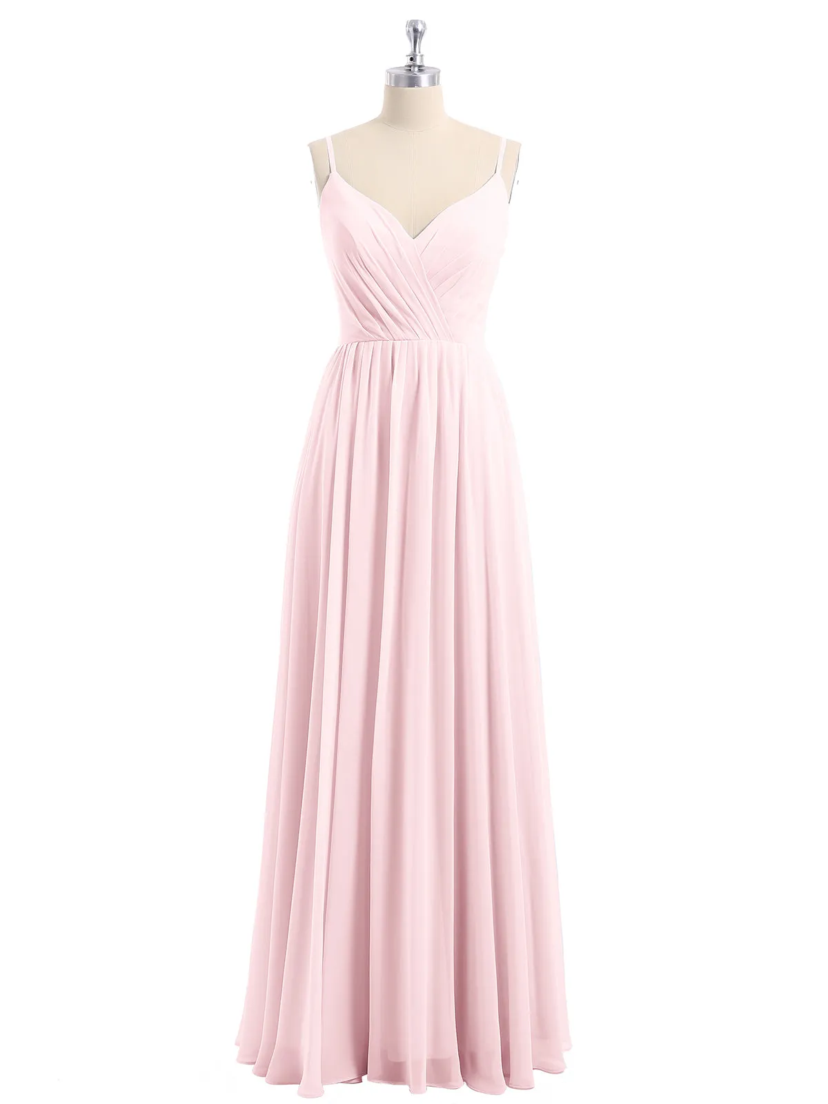Chiffon Bridesmaid Dresses with Spaghetti Straps-Blushing Pink
