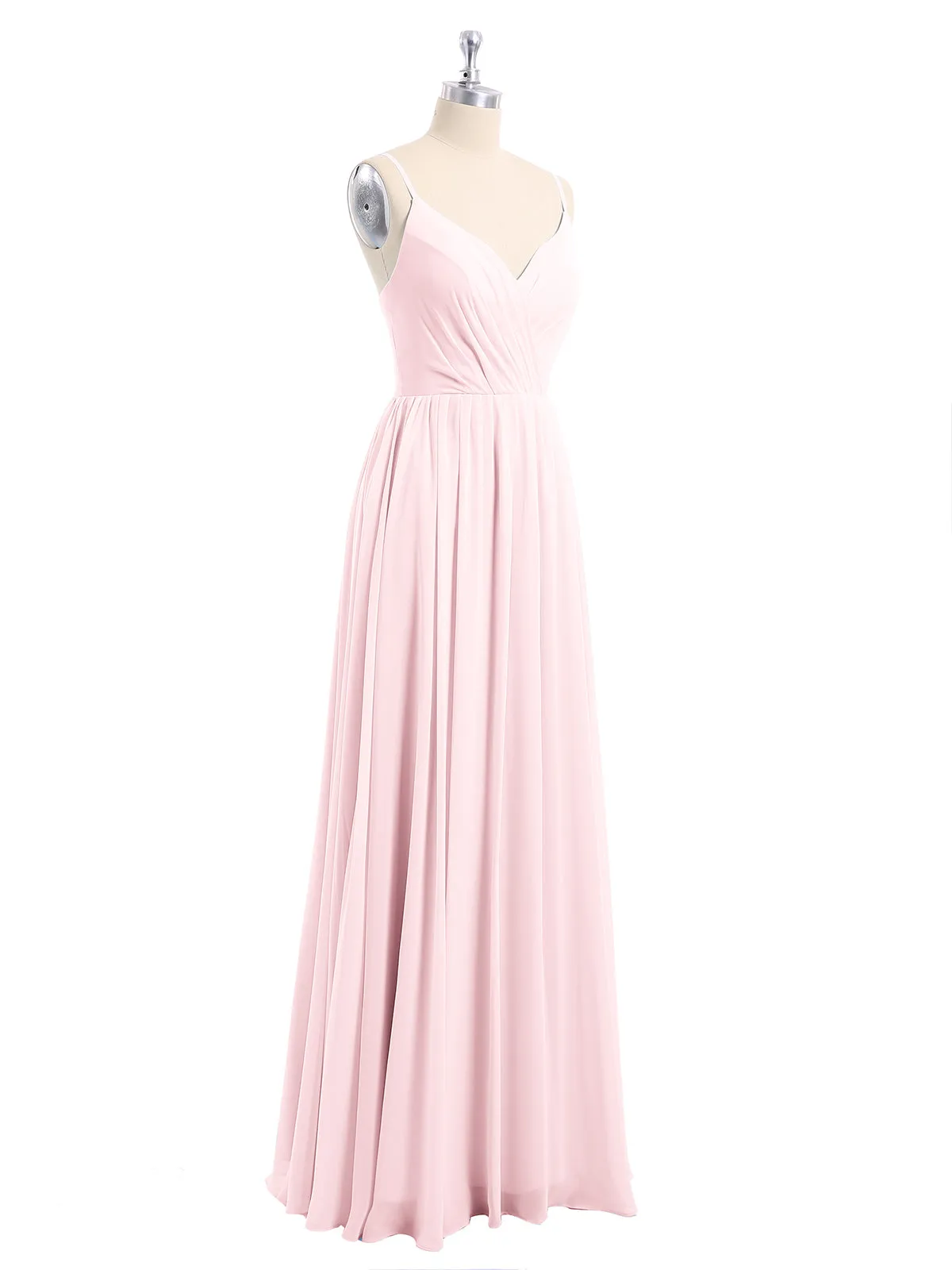 Chiffon Bridesmaid Dresses with Spaghetti Straps-Blushing Pink