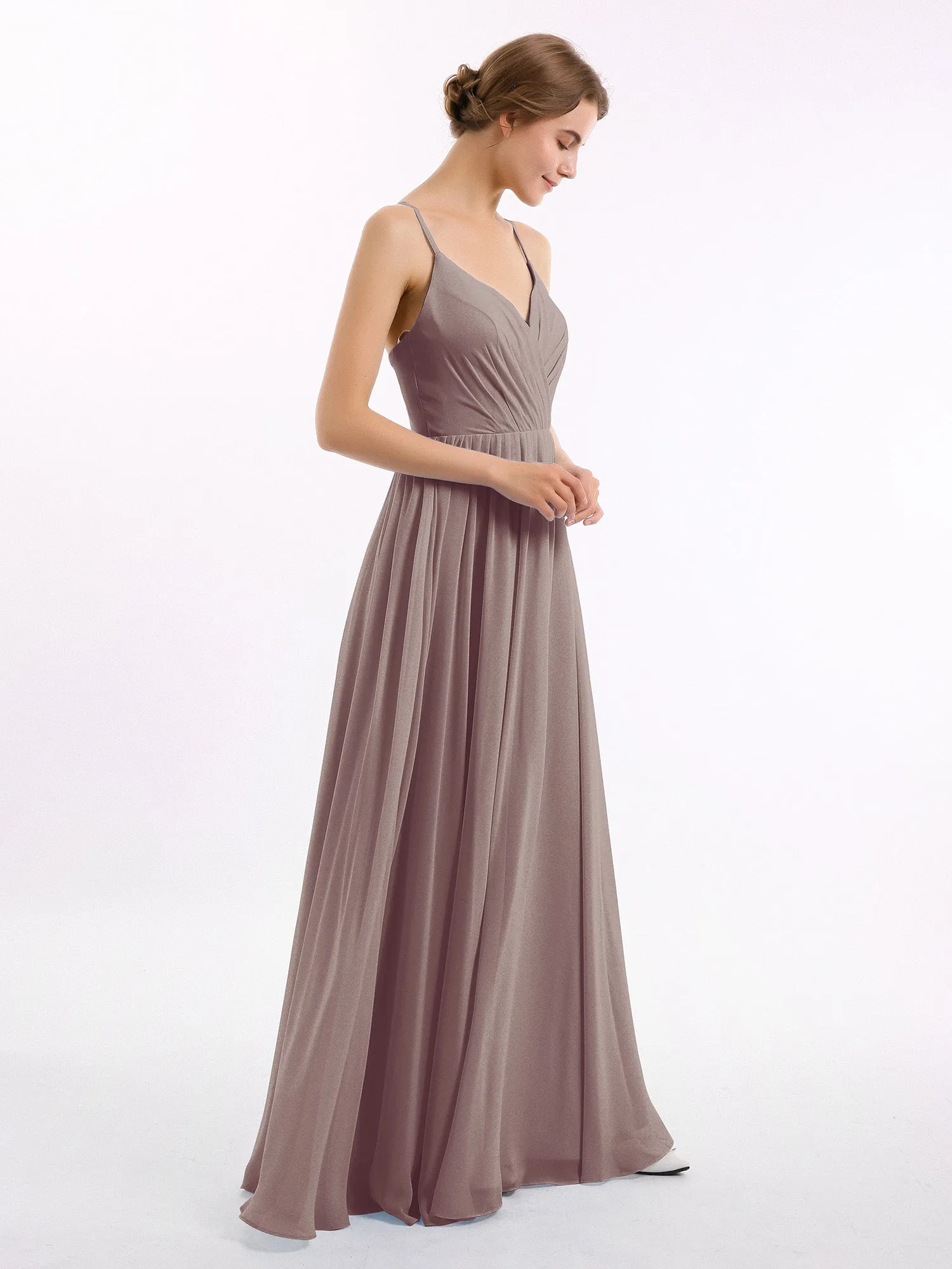 Chiffon Bridesmaid Dresses with Spaghetti Straps-Dusk Plus Size