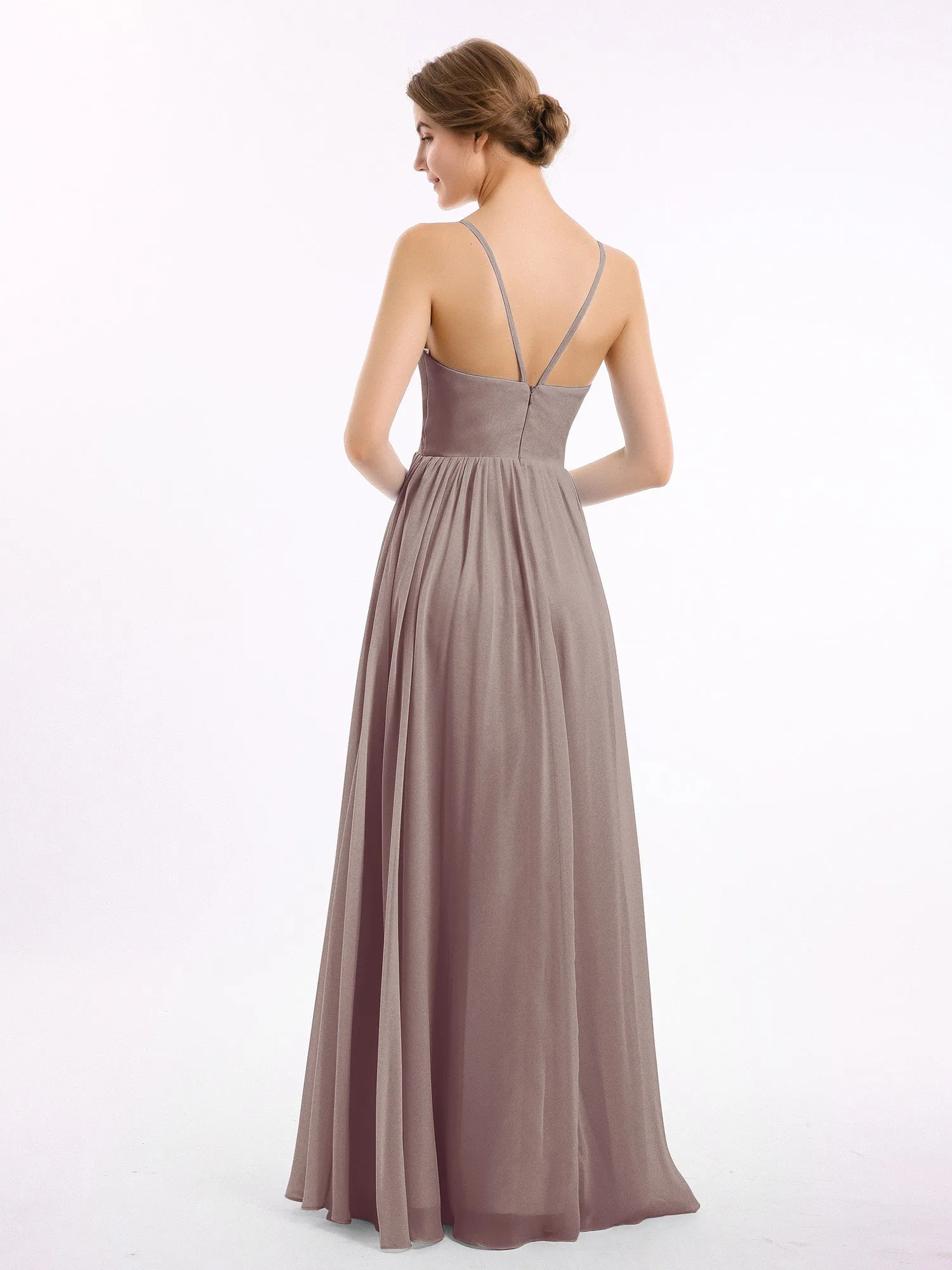 Chiffon Bridesmaid Dresses with Spaghetti Straps-Dusk Plus Size