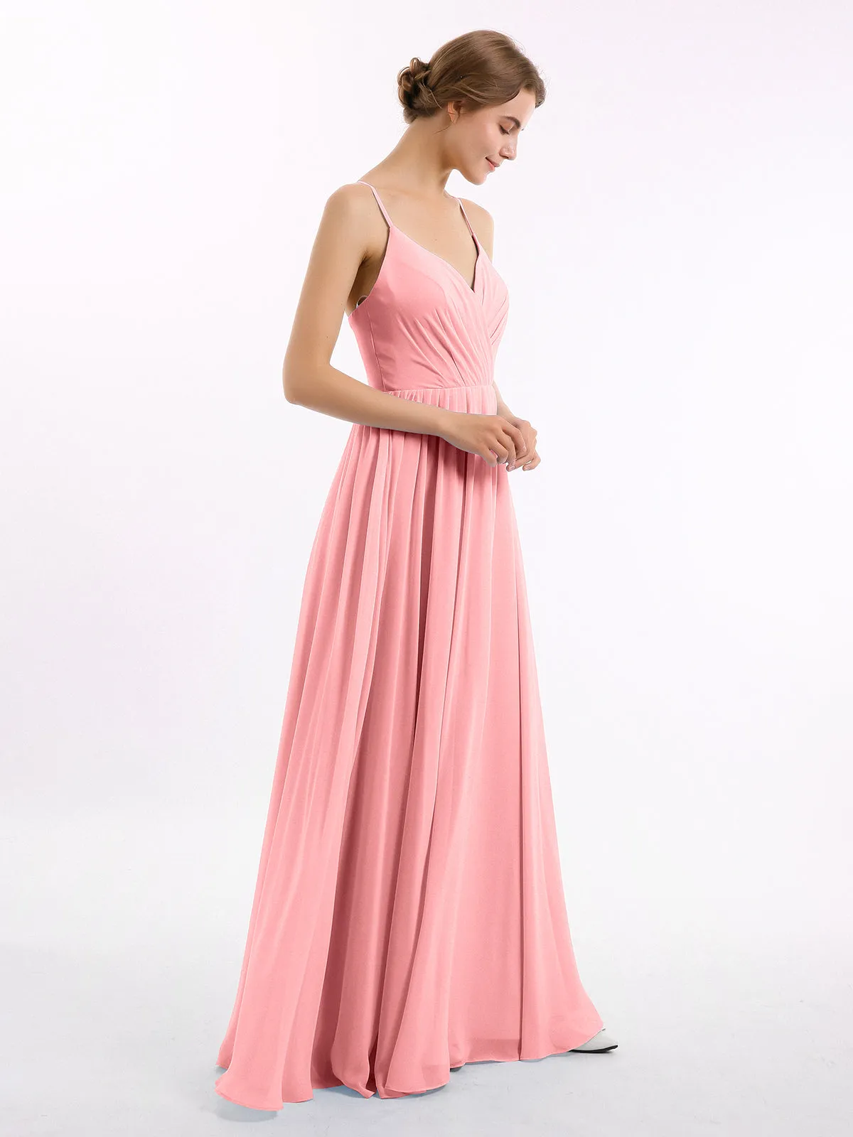 Chiffon Bridesmaid Dresses with Spaghetti Straps-Flamingo Plus Size