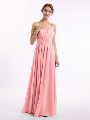 Chiffon Bridesmaid Dresses with Spaghetti Straps-Flamingo Plus Size