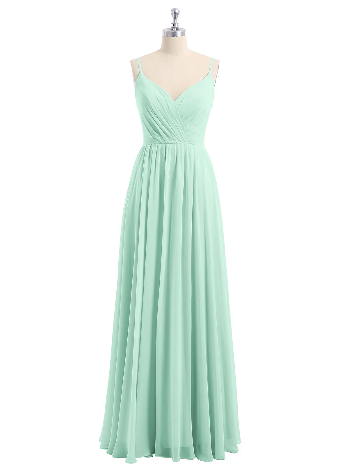 Chiffon Bridesmaid Dresses with Spaghetti Straps-Mint Green Plus Size
