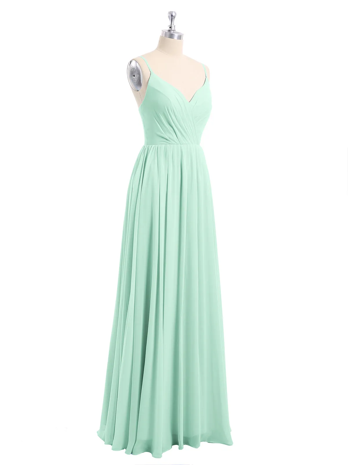 Chiffon Bridesmaid Dresses with Spaghetti Straps-Mint Green Plus Size