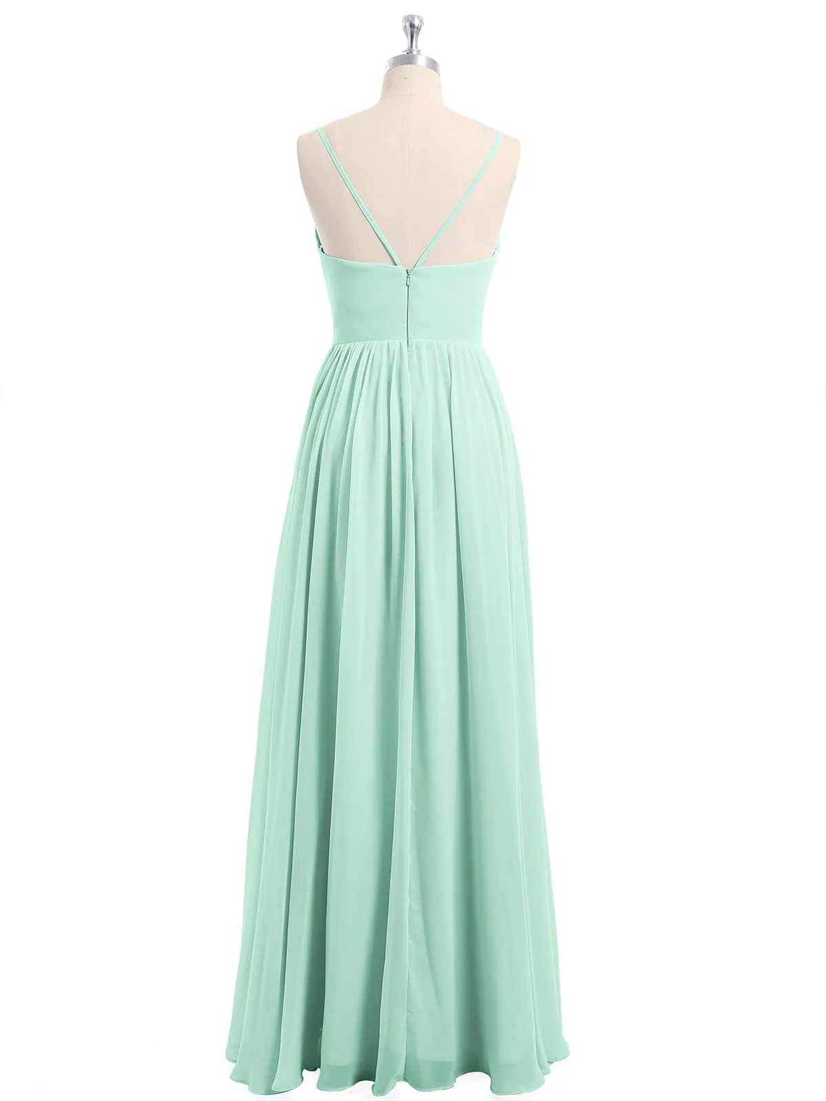 Chiffon Bridesmaid Dresses with Spaghetti Straps-Mint Green Plus Size