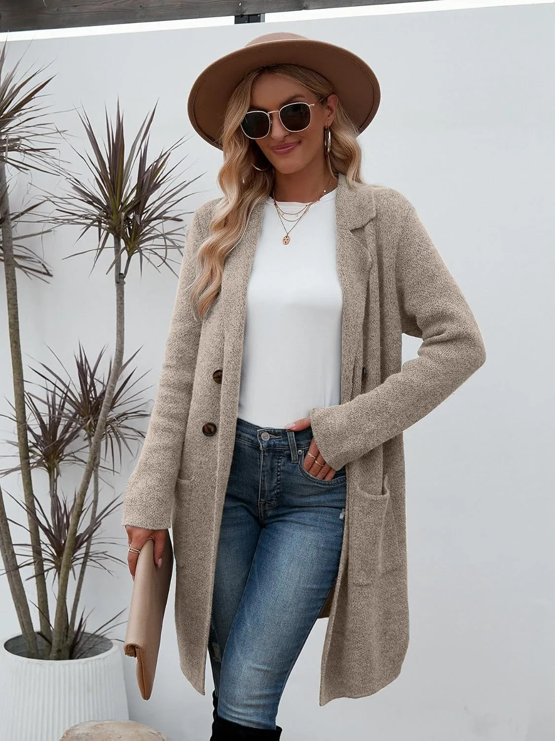 CiCiBird Women Fall Long Cardigan Sweater Trendy Knit Jacket Coat Dressy Blazer Coatigan