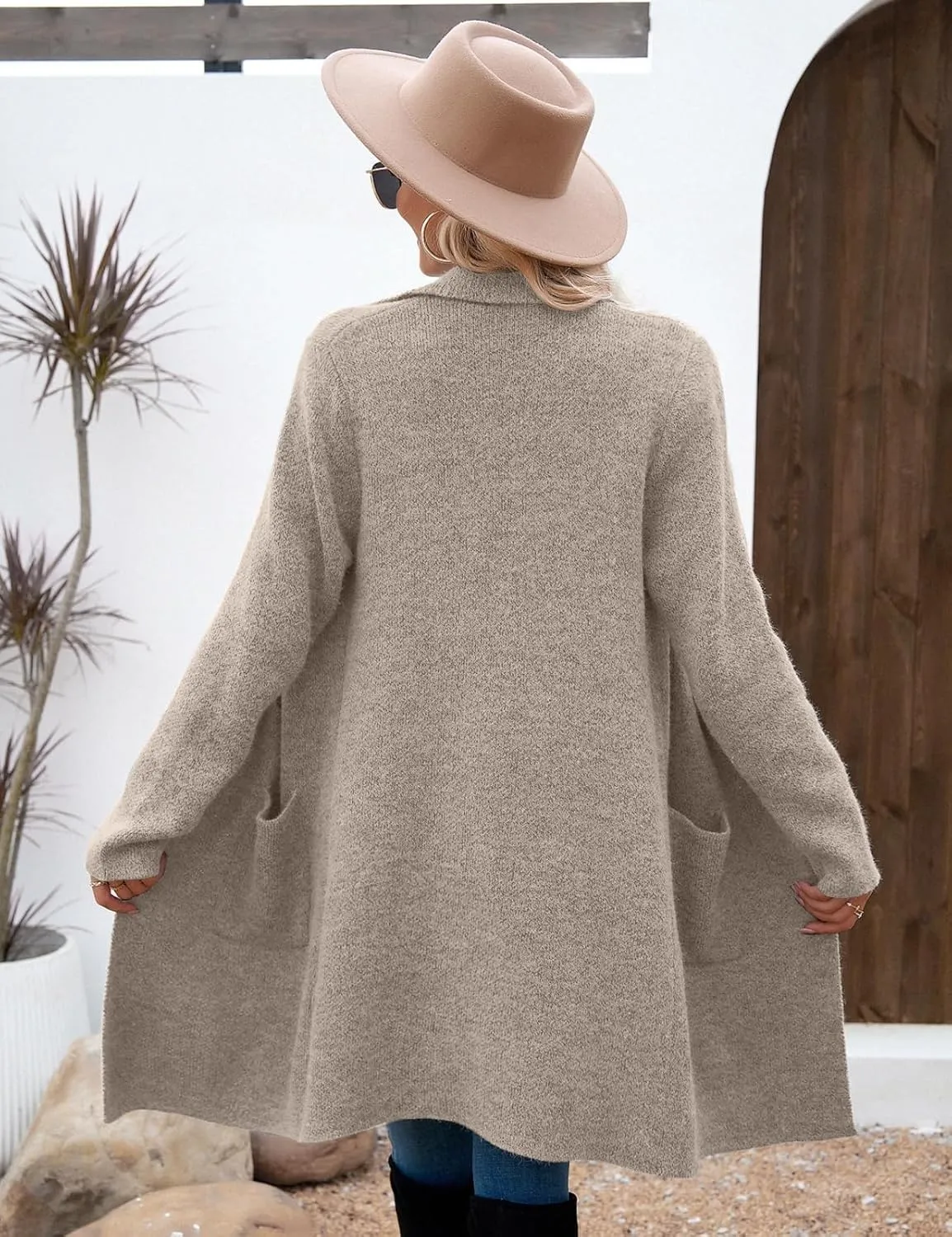 CiCiBird Women Fall Long Cardigan Sweater Trendy Knit Jacket Coat Dressy Blazer Coatigan
