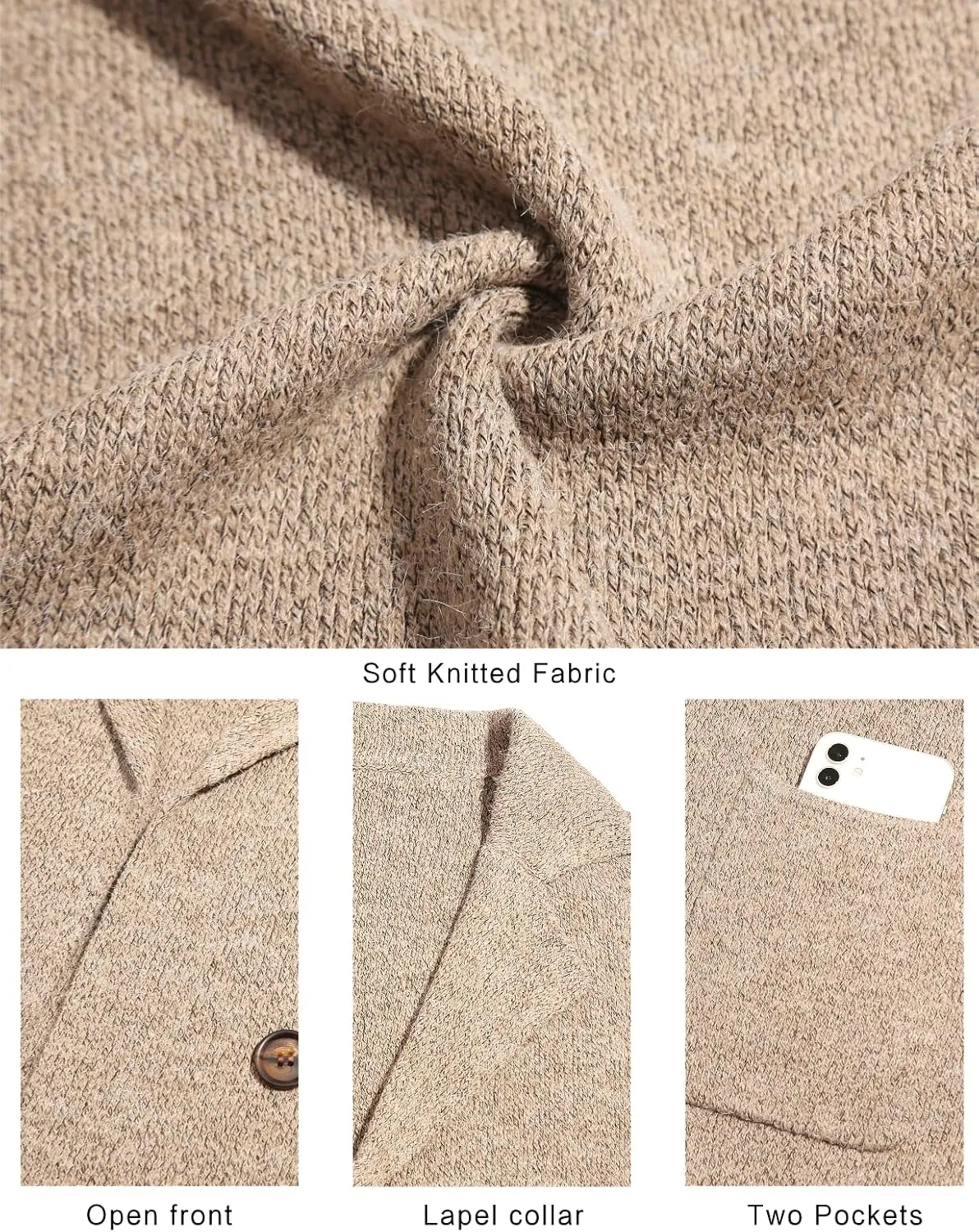 CiCiBird Women Fall Long Cardigan Sweater Trendy Knit Jacket Coat Dressy Blazer Coatigan