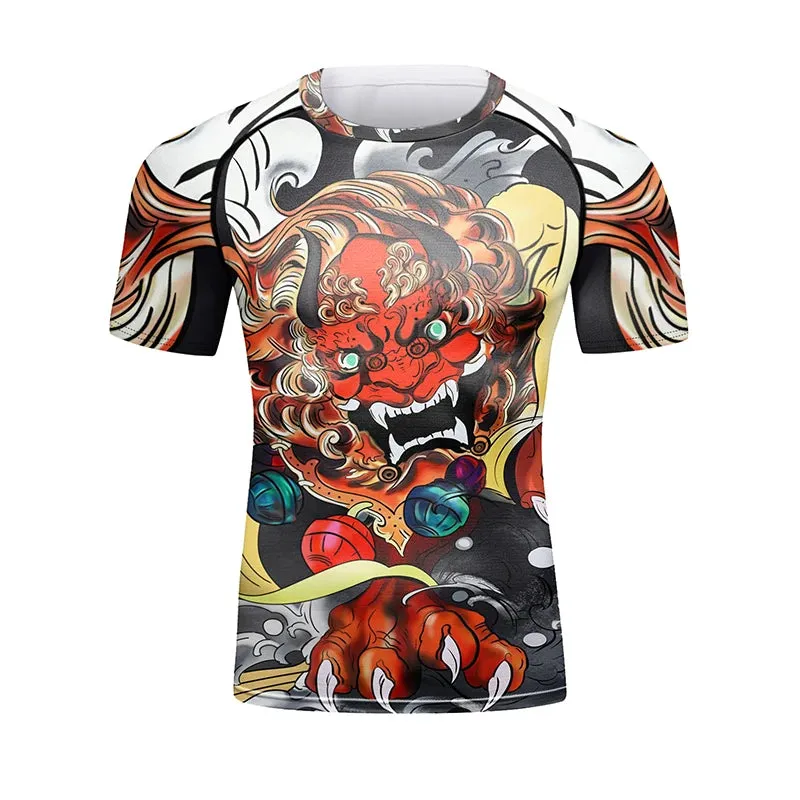 Cody Lundin - Mural Series: KOMAINU -  Short Sleeve MMA  / BJJ  Compression Shirt / Rash Guard