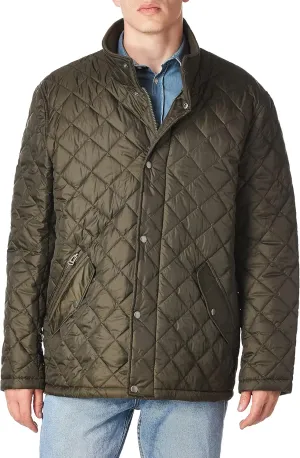 Cole Haan Men's Nylon Quilted Barn Jacket With Knit Collar