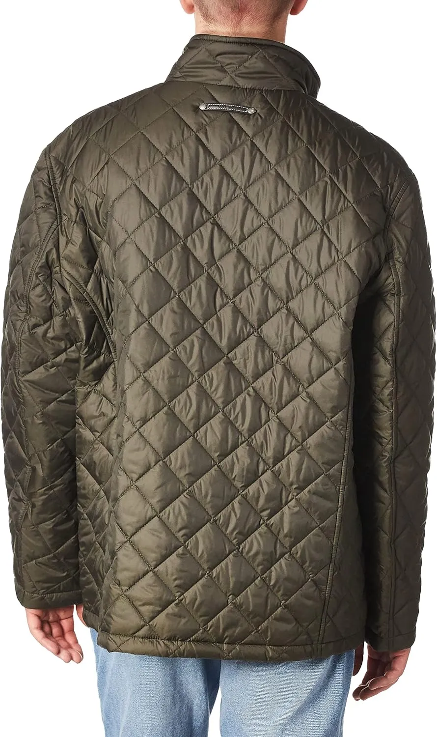 Cole Haan Men's Nylon Quilted Barn Jacket With Knit Collar