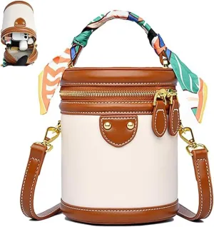 Colorblock Bucket Bag for Women, 2025 New Summer Niche Design Cylinder Bag, Fashion Versatile Crossbody Bag