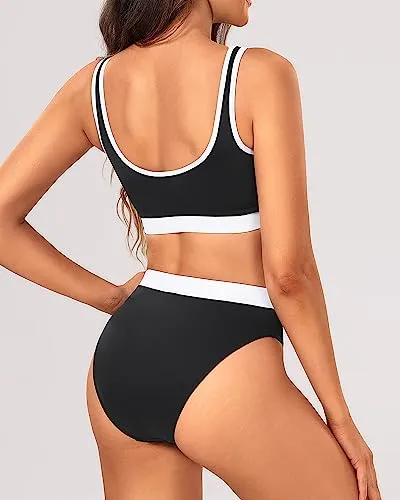 Colorblock Sports Bra & High Waist Two Piece Set