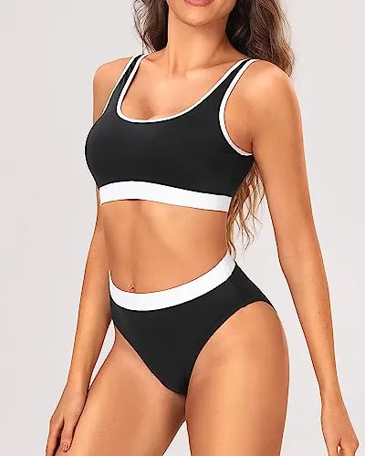 Colorblock Sports Bra & High Waist Two Piece Set
