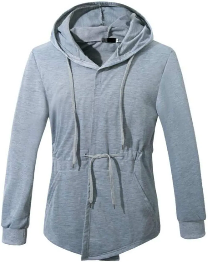 Colygamala Men's Fashion Long Cape Cardigan Sweatshirt Hoodie Black Cloak Outerwear