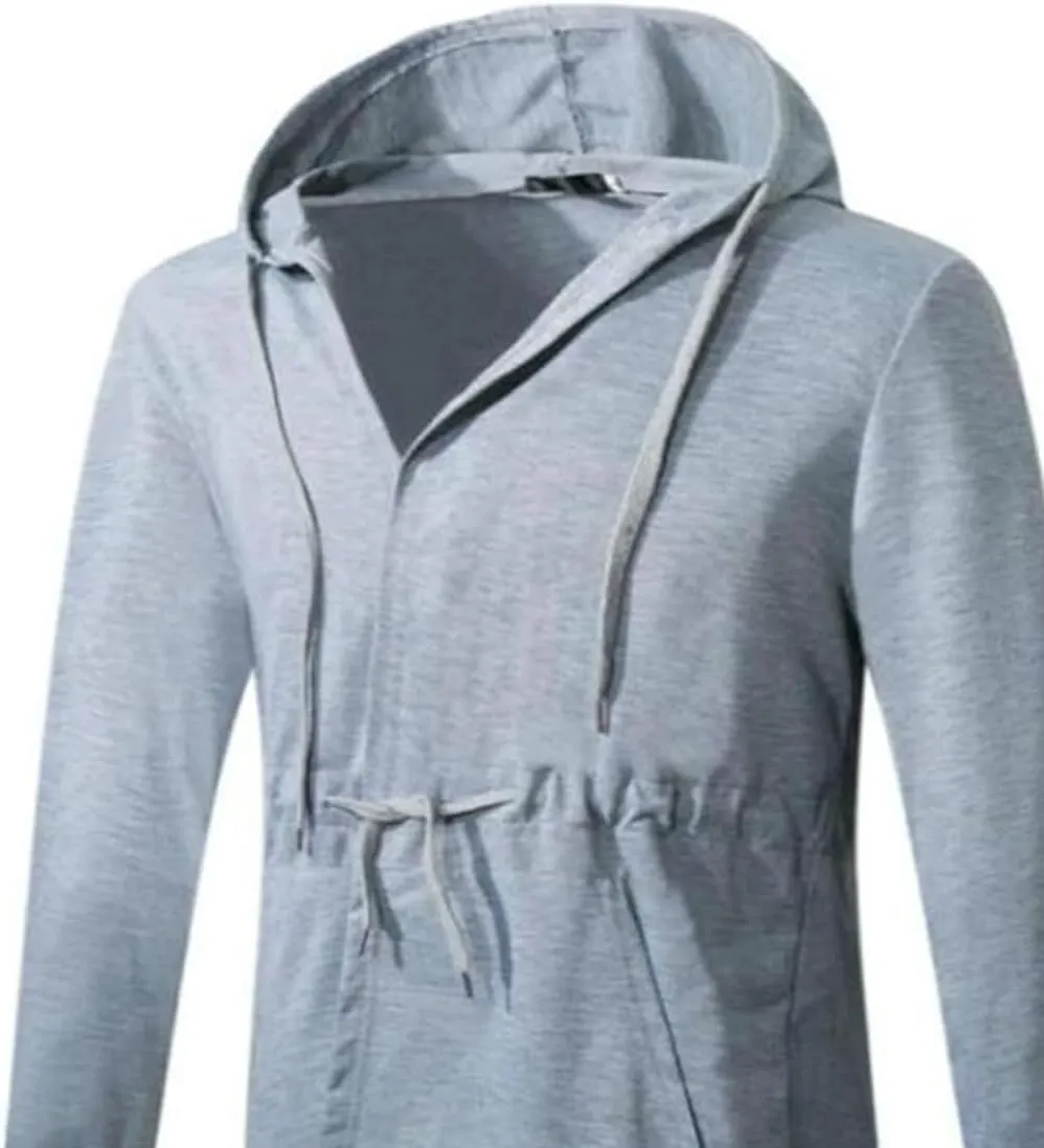 Colygamala Men's Fashion Long Cape Cardigan Sweatshirt Hoodie Black Cloak Outerwear