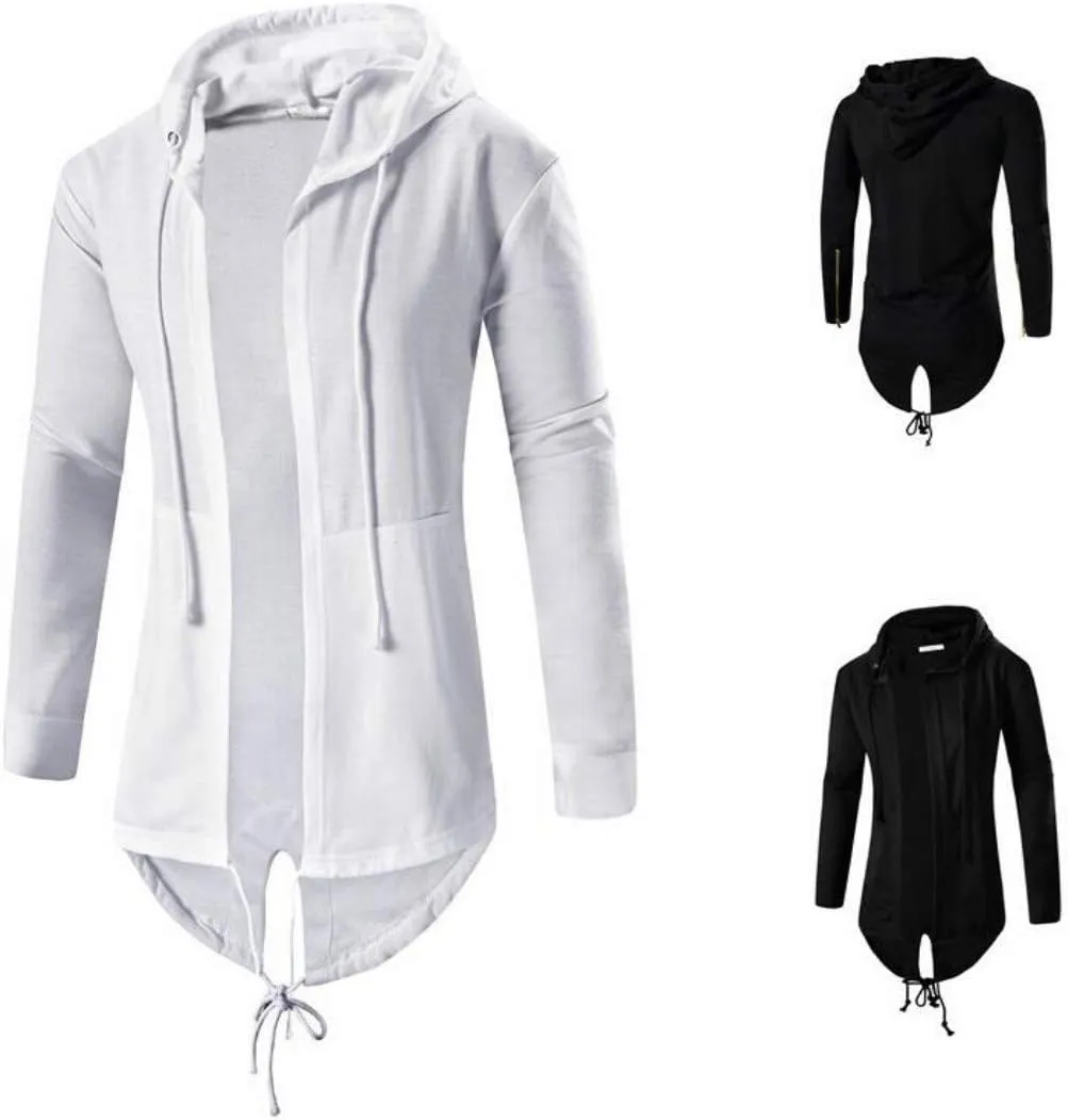 Colygamala Men's Fashion Long Cape Cardigan Sweatshirt Hoodie Black Cloak Outerwear