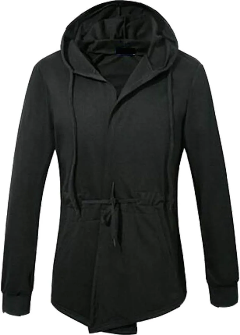 Colygamala Men's Fashion Long Cape Cardigan Sweatshirt Hoodie Black Cloak Outerwear