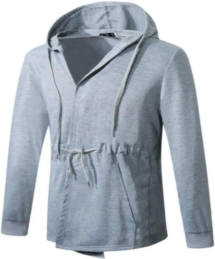 Colygamala Men's Fashion Long Cape Cardigan Sweatshirt Hoodie Black Cloak Outerwear