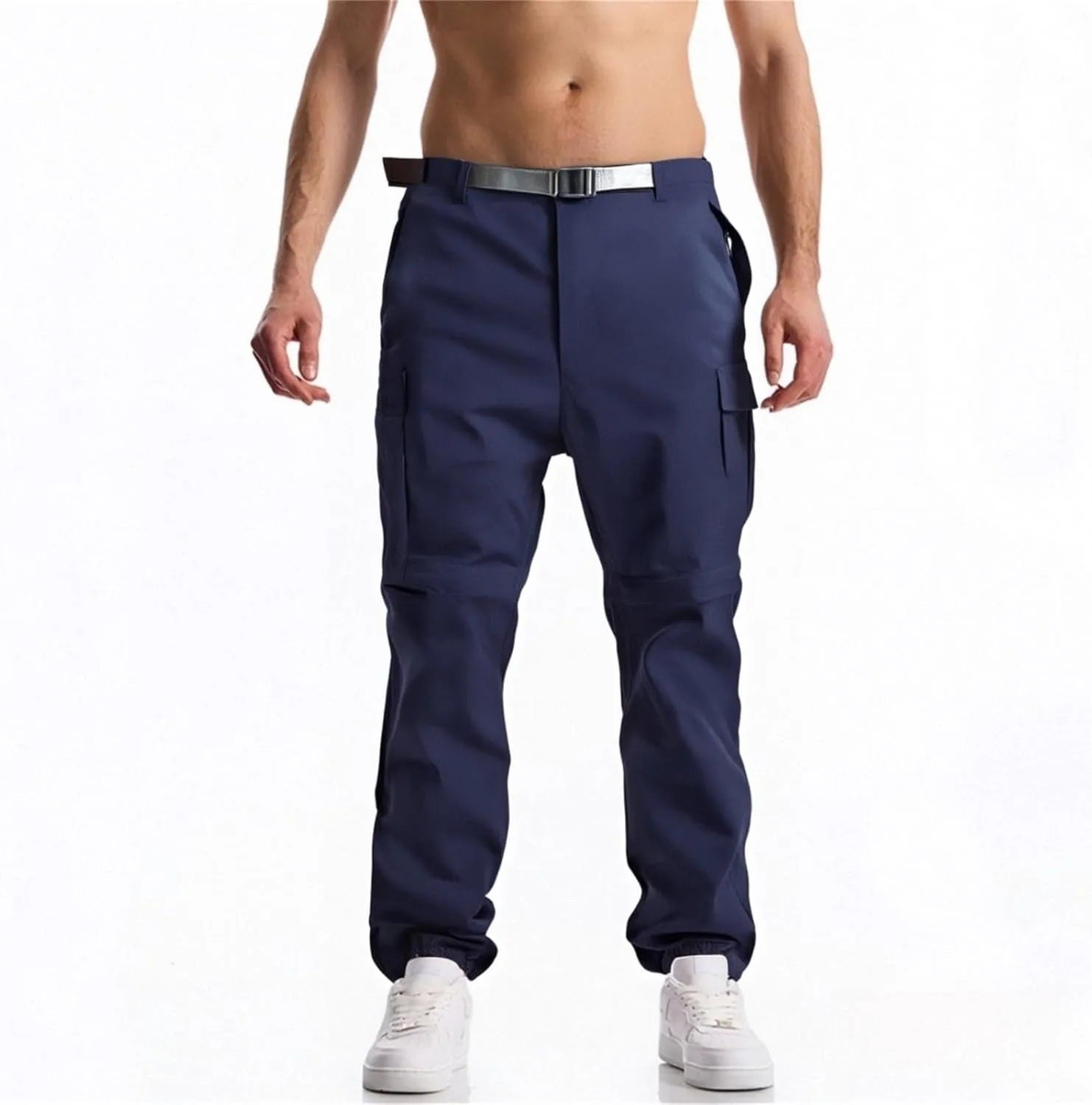 Convertible Cargo Pants for Men Quick Dry Stretch Waist Casual Athletic Pants Relaxed Fit Lightweight Streetwear Trousers