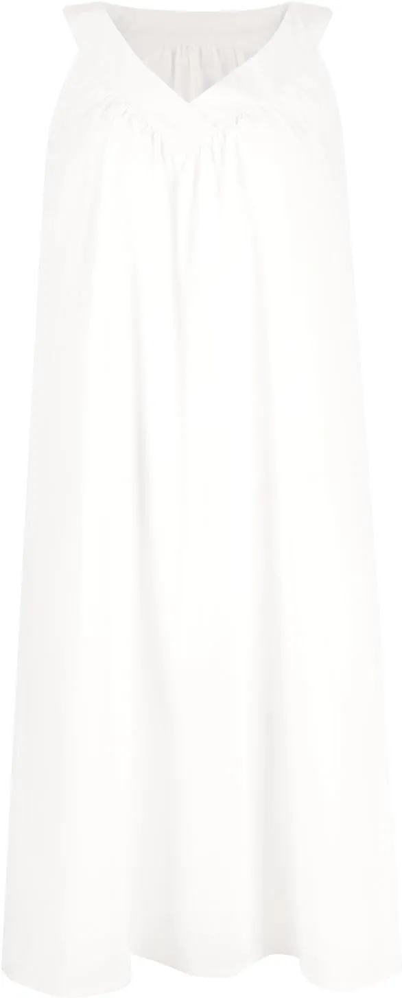 Cotton Nightgowns for Women Sleeveless Soft Lightweight Sleep Dress Summer Comfy Pleated V Neck Night Dress