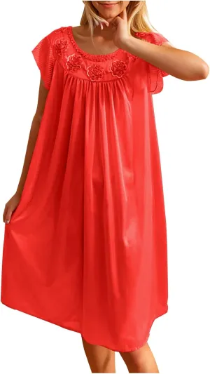 Cozy Nightgowns for Women Casual Crew Neck Short Sleeve Nightdress Short Sleepshirt Soft Sleepwear Pajama Dress