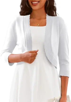 CPOKRTWSO Women's 3/4 Sleeve Cropped Cardigan Sweaters Open Front Bolero Shrugs for Women S-XL