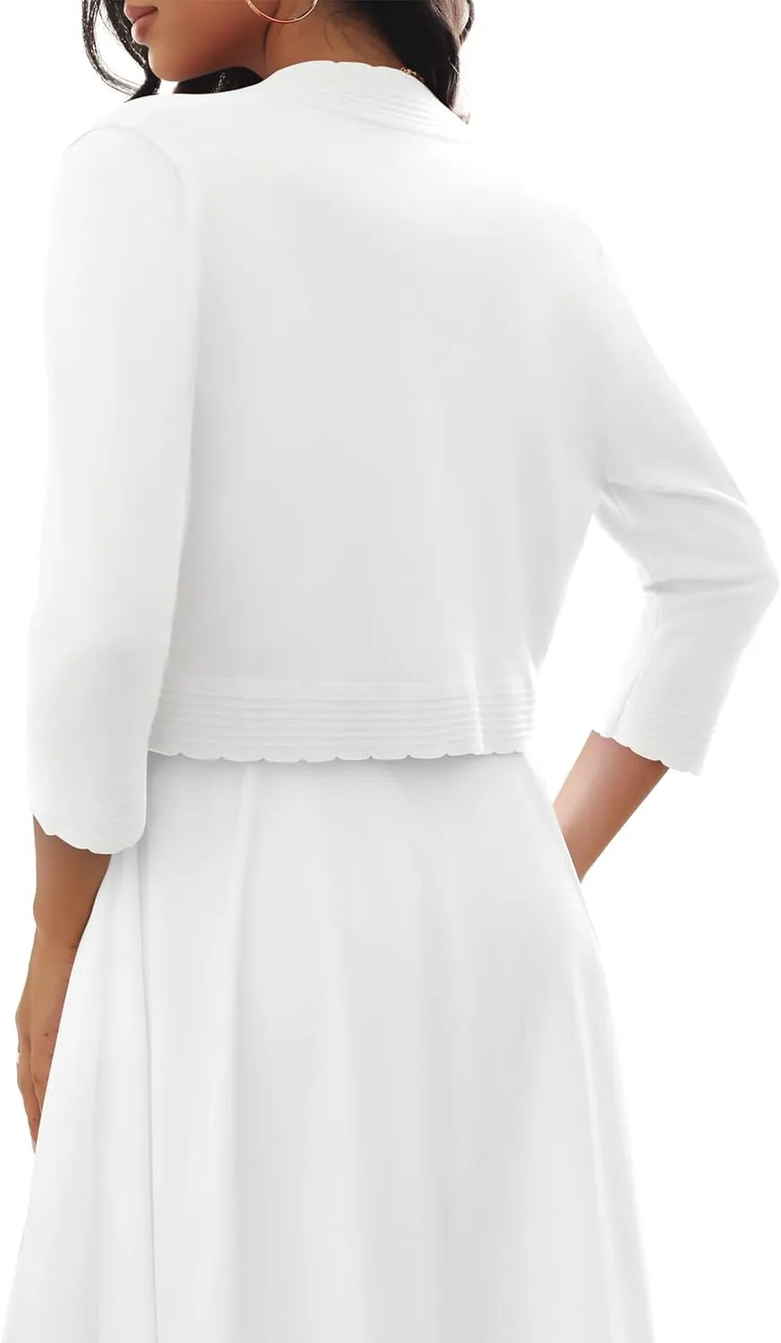 CPOKRTWSO Women's 3/4 Sleeve Cropped Cardigan Sweaters Open Front Bolero Shrugs for Women S-XL