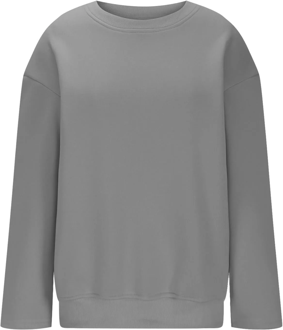 Crewneck Sweatshirt for Women Solid Color Oversized Sweatshirt Long Sleeve Pullover Top Fall Winter Sweatshirt