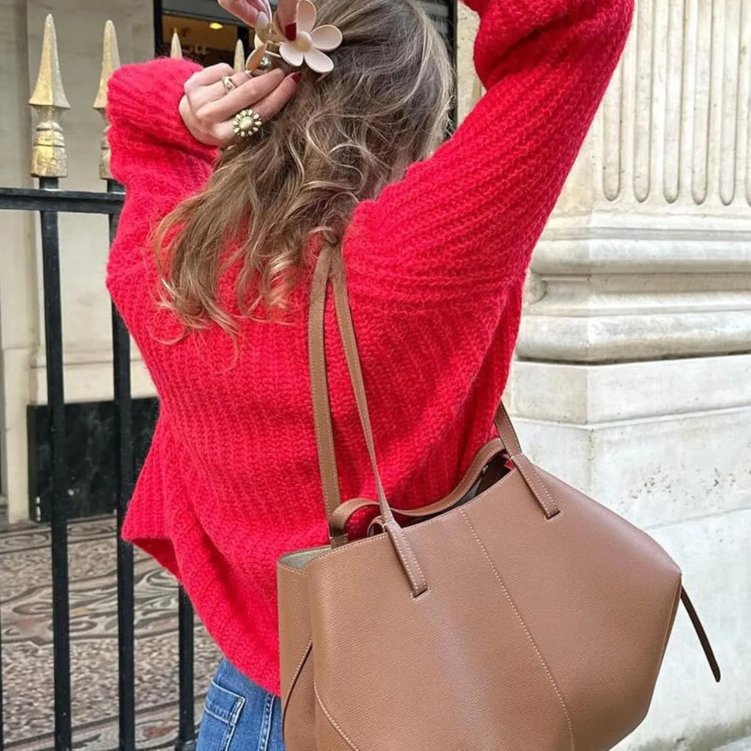 Crochet Cardigan Sweaters for Women Tops Chunky Knitted Crew Neck Long Sleeve Button Down Jackets Open Front Coat