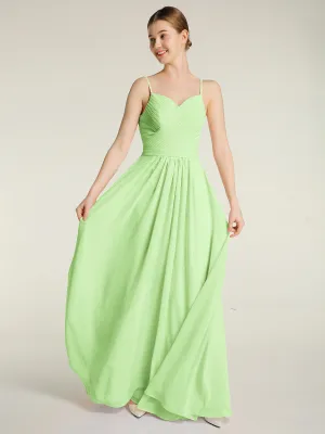 Cross Pleated Bodice Spaghetti Strap Dresses Sage Plus Size