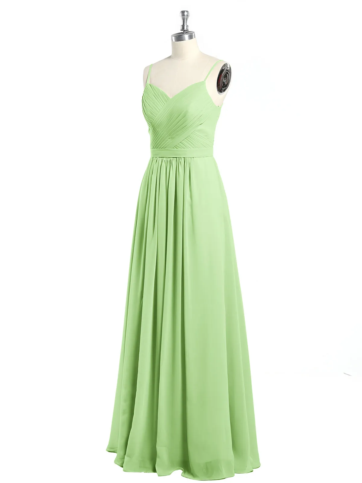 Cross Pleated Bodice Spaghetti Strap Dresses Sage Plus Size