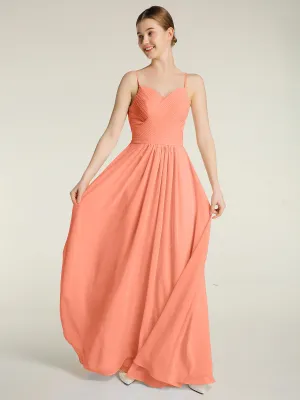 Cross Pleated Bodice Spaghetti Strap Dresses Sunset Plus Size